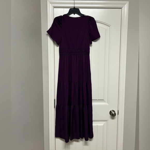 Quince Tiered Washable Silk Maxi Dress in Aubergine / Eggplant - Picture 3 of 14